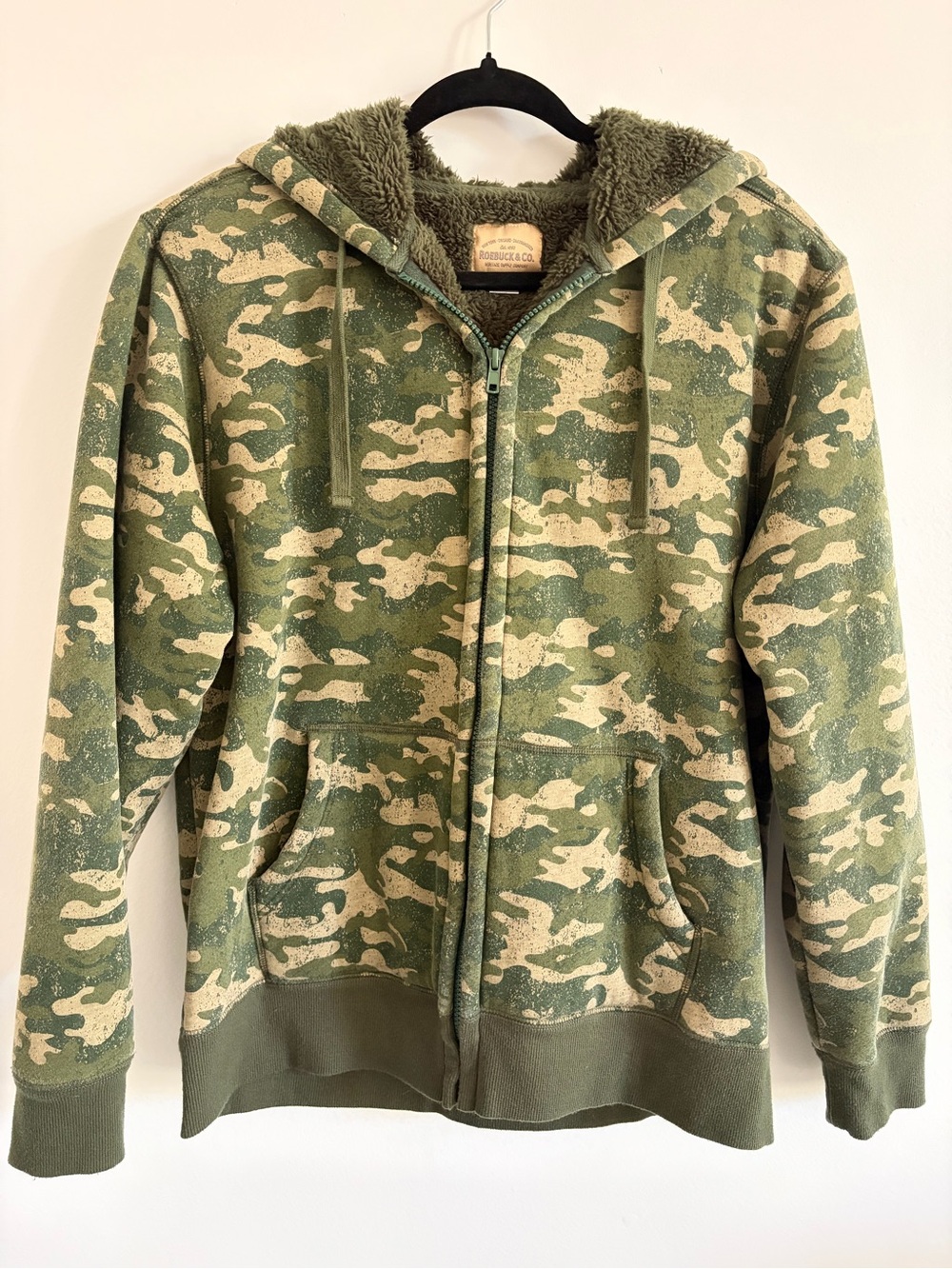 Roebuck & Co. Men’s Camo Hoodie Zip Up Jacket Sweatshirt Size Large
